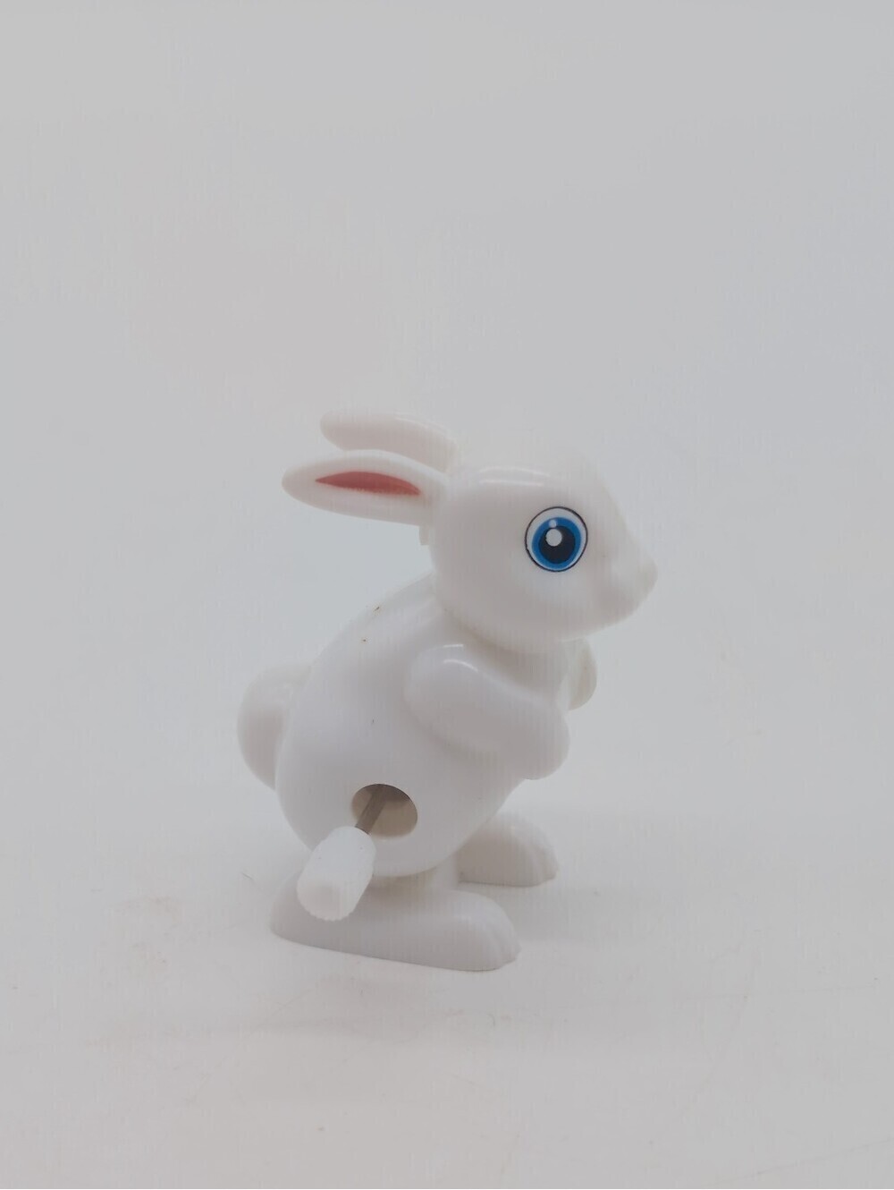Vintage White Wind-Up Bunny Toy with Blue Eye